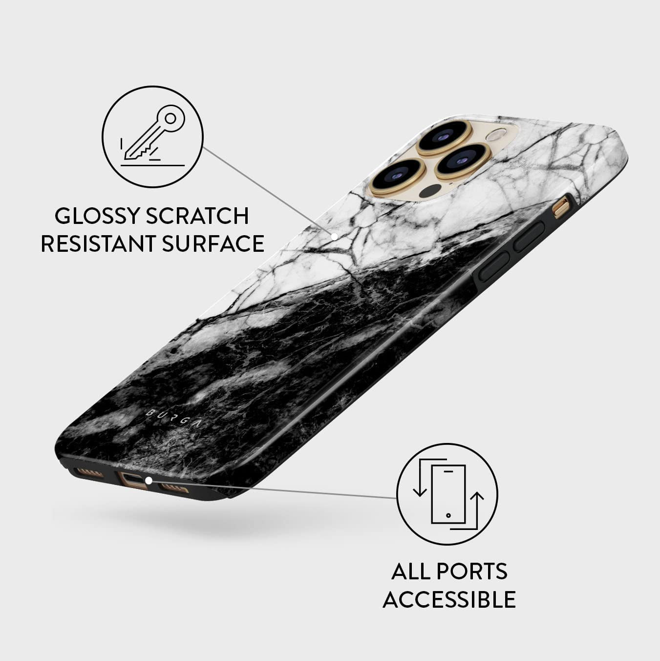 BURGA Phone Case Compatible with Iphone 14 PRO - Wireless Charging Compatible, Hybrid 2-Layer Hard Shell + Silicone Protective Case, Heavy Duty Protection, Slim Fit, Shock  BURGA   