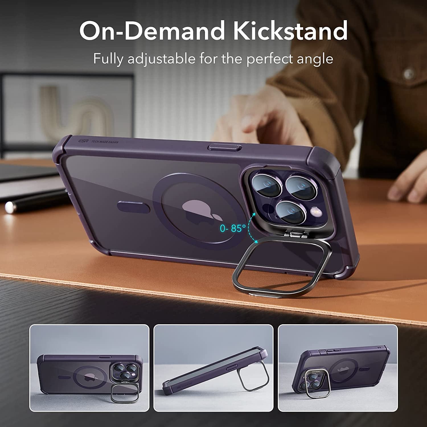 ESR for Iphone 14 Pro Max Case, Magsafe Compatible, Full Body Shockproof Case, Military-Grade Protection, Magnetic Phone Case for Iphone 14 Pro Max, Shock Armor Kickstand Case (Halolock), Clear Purple  Electronic Silk Road Corp   