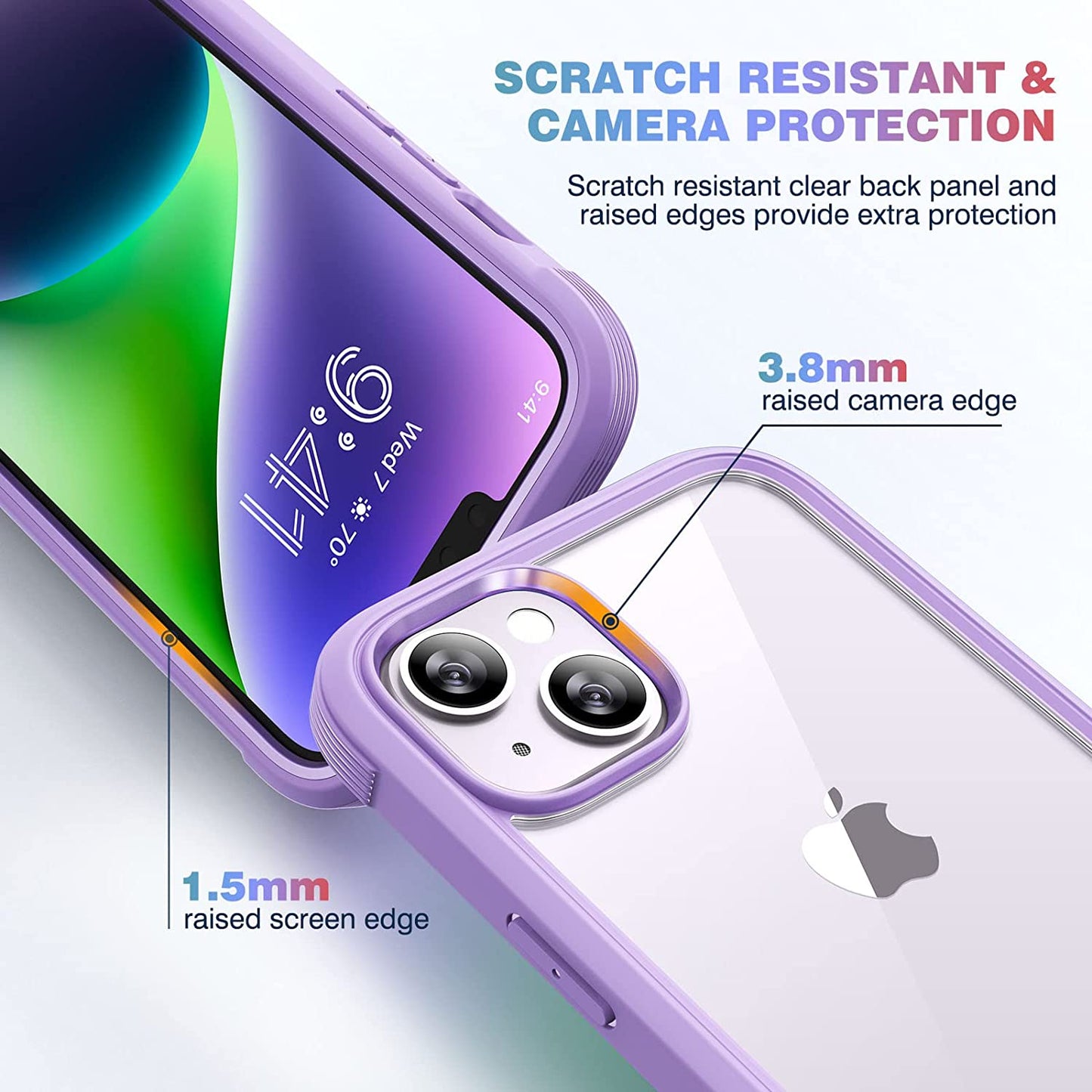 Diaclara Designed for Iphone 14 Case, Full Body Rugged Case with Built-In Touch Sensitive Anti-Scratch Screen Protector, with Camera Lens Protector for Iphone 14 6.1" (Peri Purple)  Diaclara   