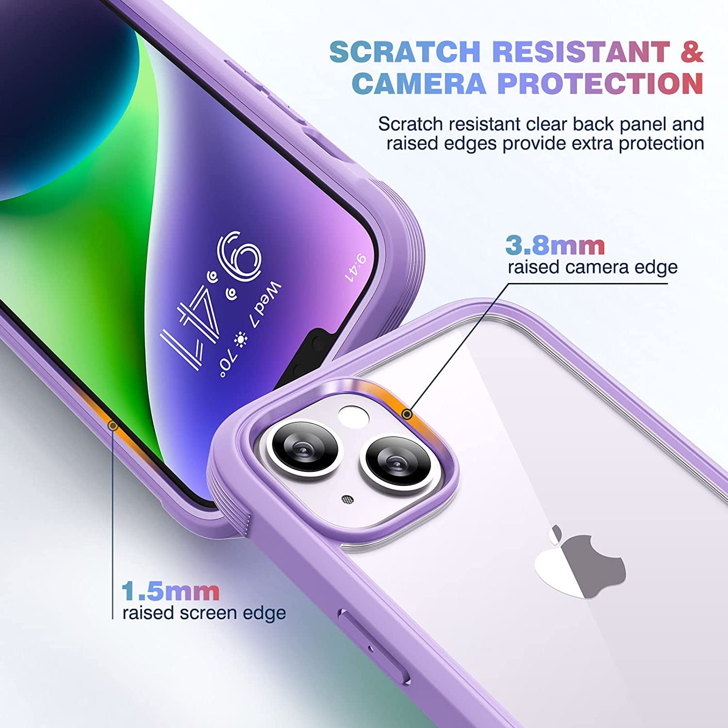 Diaclara Designed for Iphone 14 Case, Full Body Rugged Case with Built-In Touch Sensitive Anti-Scratch Screen Protector, with Camera Lens Protector for Iphone 14 6.1" (Peri Purple)  Diaclara   