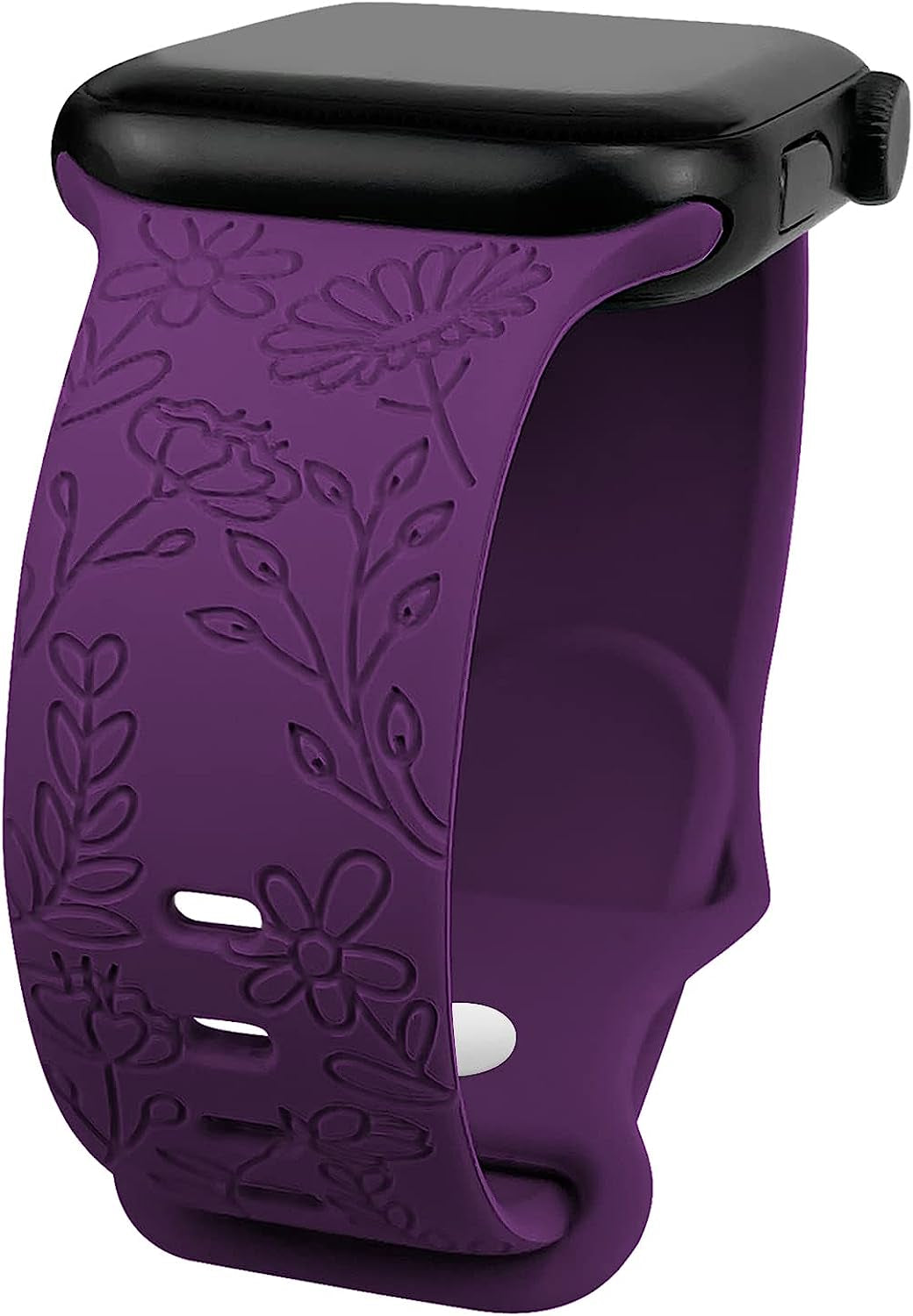 Lyfatz Flower Engraved Bands Compatible with Apple Watch Band 38Mm 40Mm 41Mm 42Mm 44Mm 45Mm 49Mm Women,Floral Laser Soft Silicone Waterproof Sport Band Replacement Wristbands for Iwatch Series 8 7 6 5 4 3 2 1 SE Ultra  Lyfatz Purple 38/40/41mmS/M 