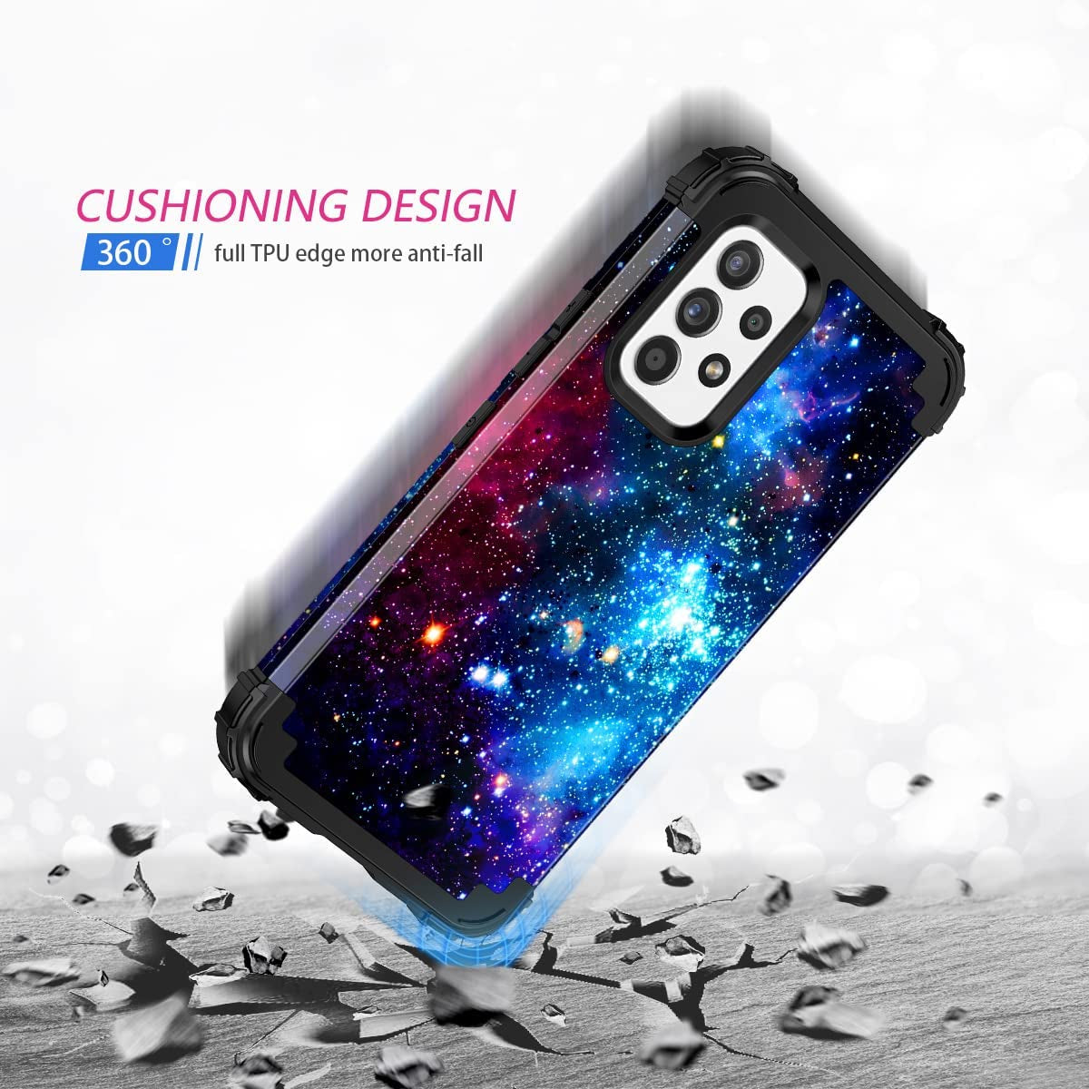 Miqala for Galaxy A53 5G Case,Glow in the Dark Three Layer Shockproof Hard Plastic+Silicone Rubber Protective Case for Samsung Galaxy A53 5G,Blue Sky  Miqala   