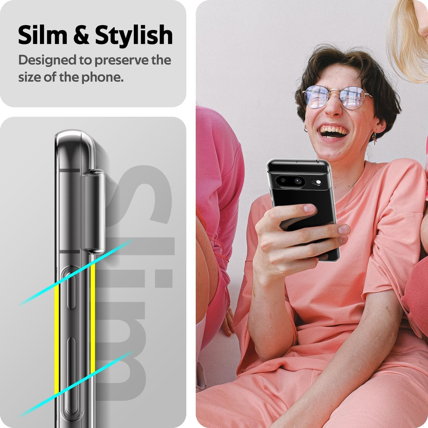 Aeska Clear Case for Google Pixel 8, Ultra [Slim Thin] Flexible Scratch Resistant Transparent TPU Shockproof Bumper Gel Rubber Soft Silicone Protective Phone Case Cover for Google Pixel 8 (Clear)  Aeska   