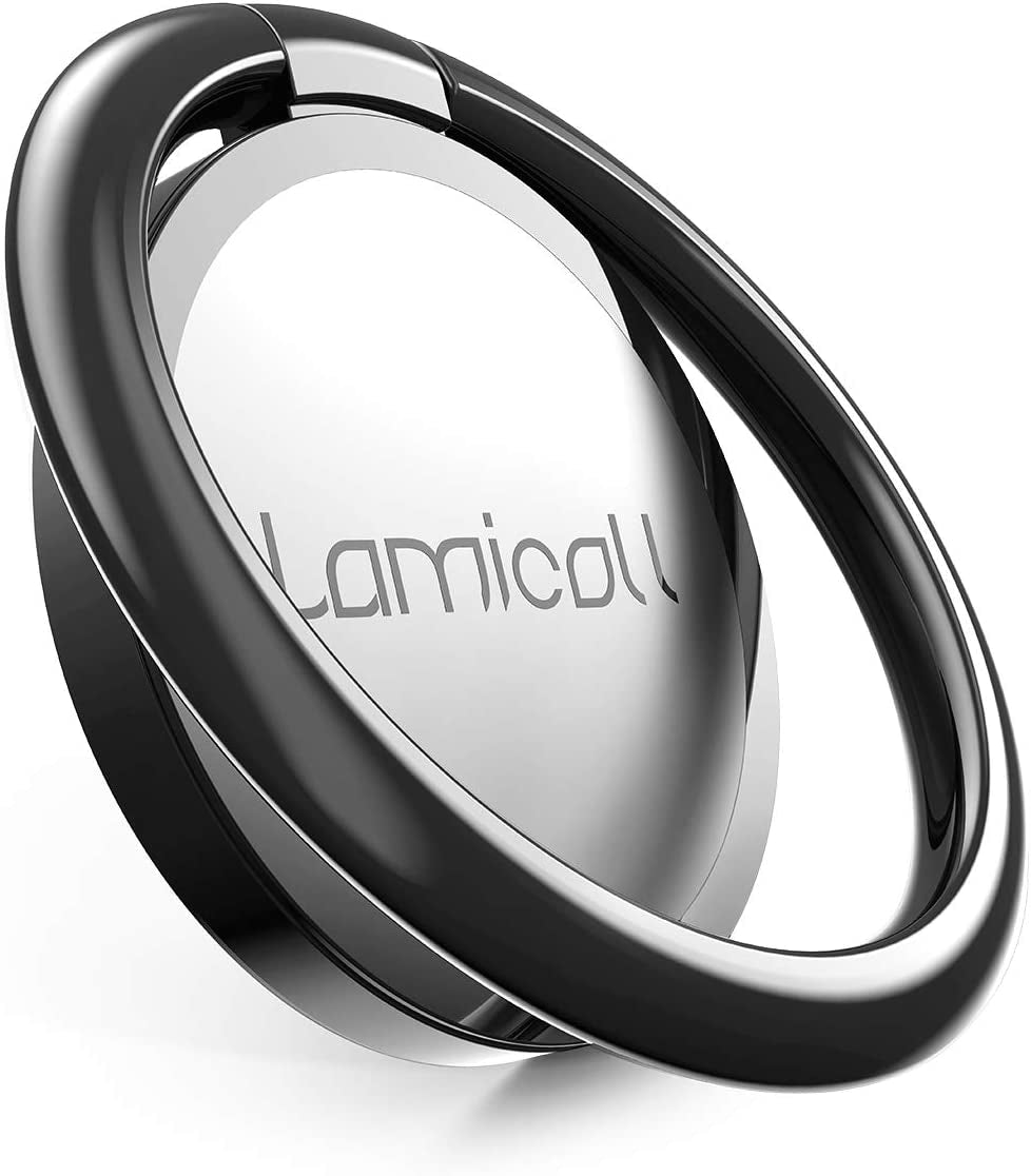 Cell Phone Ring Holder Finger Stand - Lamicall Phone Kickstand, Metal Grip Hook Work with Magnetic Car Mount, Compatible with Iphone 14 13 12 Mini 11 Pro Xs Max XR X 8 Plus, Smartphone Accessories BLK  Lamicall black-02  