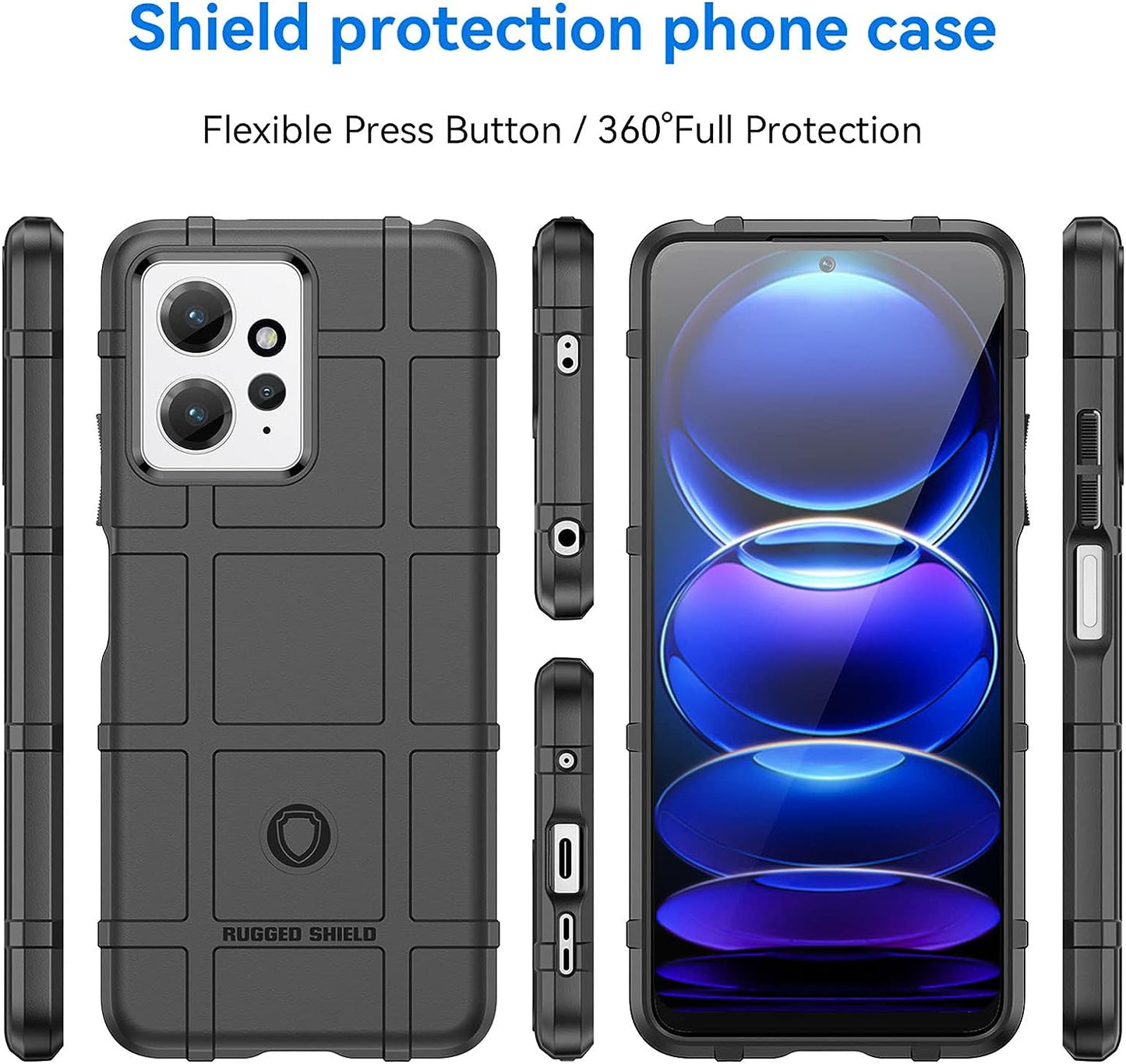 Ccsmall for Xiaomi Redmi Note 12 4G Case, Heavy Duty Shockproof Slim Protection Phone Case Support Wireless Charging Cover for Xiaomi Redmi Note 12 4G HD Black  CCSmall   