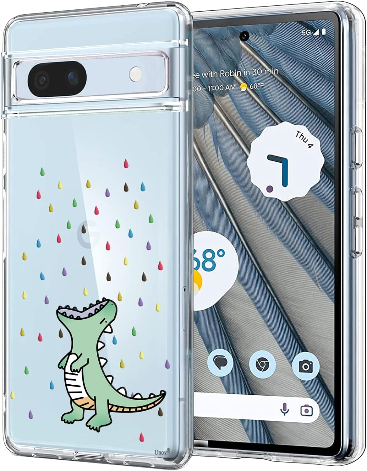 Unov Compatible with Pixel 7A Case Clear with Design Soft TPU Shock Absorption Slim Embossed Pattern Protective Back Cover for Pixel 7A 5G (Flower Butterfly)  Unov Rainbow Dinosaur Google Pixel 7A 