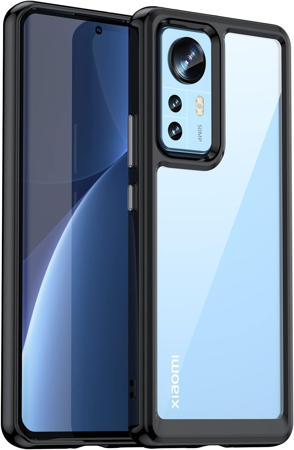 Zhuoopinn Case for Xiaomi Mi 12 Phone Case Slim Dropproof [Defend from Drop/Scratch/Slip/Fingerprint] Clear Acrylic Hard Back Soft TPU Bumper Hybrid Phone Cover for Xiaomi Mi 12-Crystal Black  Zhuoopinn Black  