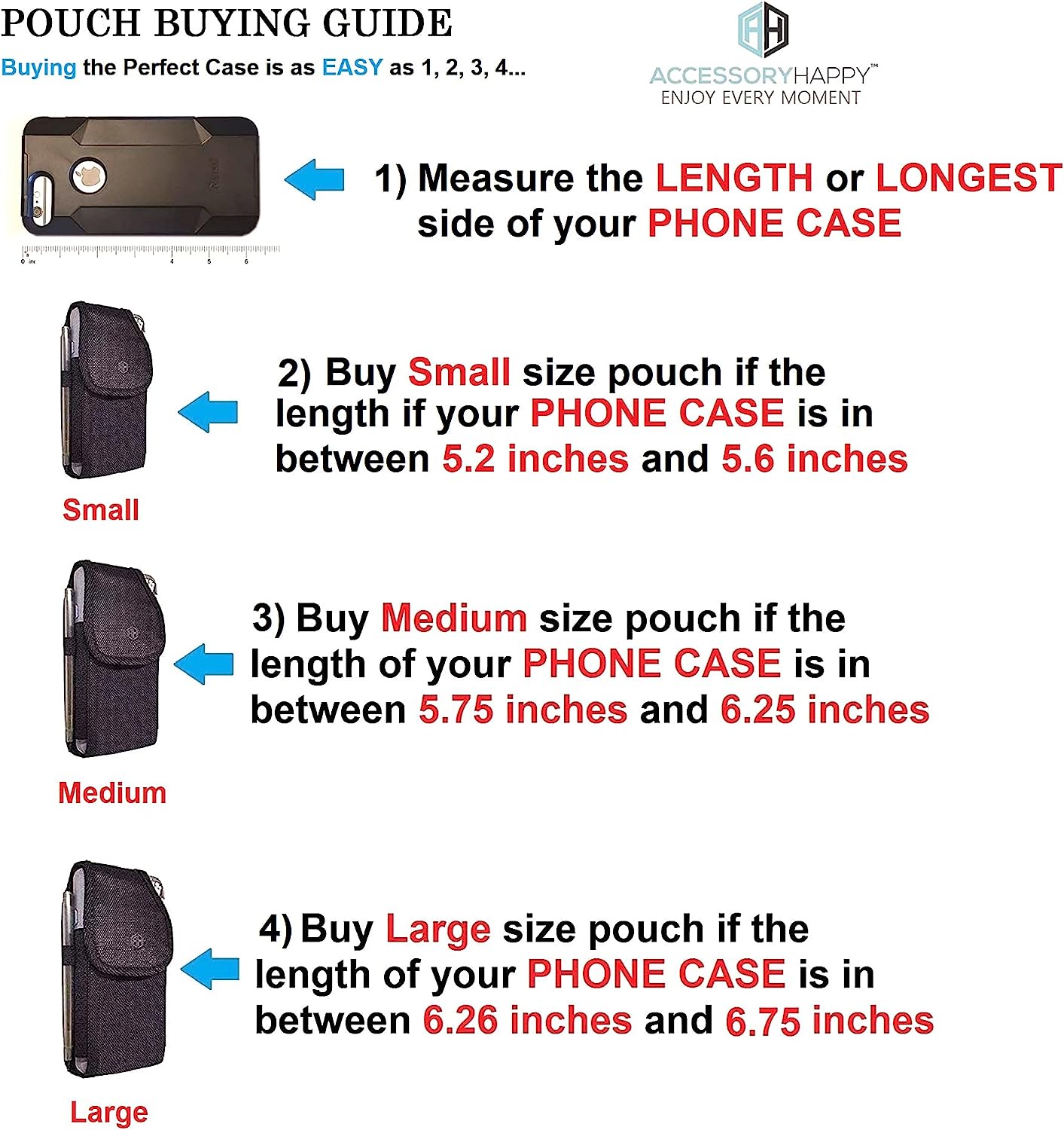 AH Military Grade Cell Phone Pouch Clip Holster Holder W/ Belt Loop for Iphone 8 plus 11 12 13 Pro Max, S20 plus Nylon Canvas Construction Cell Phone Holsters Fits Cell Phone W/ Otterbox (Large)  AccessoryHappy   