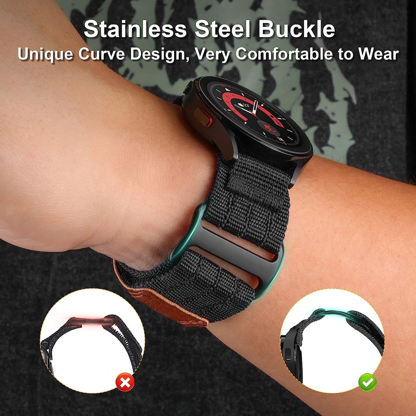 Yeahxing Compass Band Compatible with Samsung Galaxy Watch 5 Pro 45Mm/ Watch 4 & 5 40Mm 44Mm/ Watch 4 Classic 42Mm 46Mm, 20Mm Rugged Nylon Woven Loop Compass Sports Quick Release Replacement Strap for Men Women  Yeahxing   