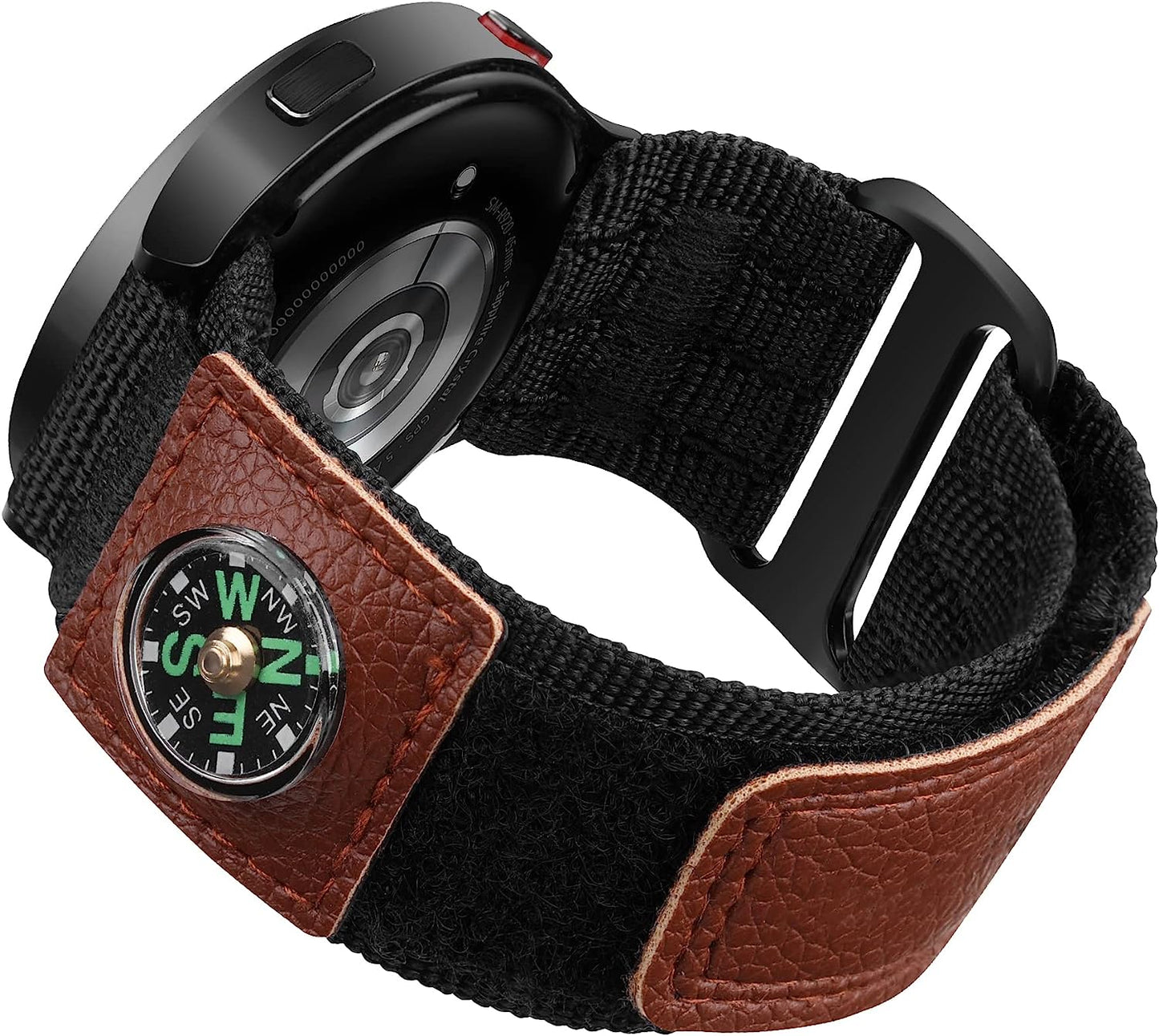 Yeahxing Compass Band Compatible with Samsung Galaxy Watch 5 Pro 45Mm/ Watch 4 & 5 40Mm 44Mm/ Watch 4 Classic 42Mm 46Mm, 20Mm Rugged Nylon Woven Loop Compass Sports Quick Release Replacement Strap for Men Women  Yeahxing Black Medium 