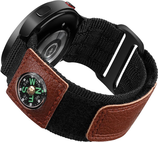 Yeahxing Compass Band Compatible with Samsung Galaxy Watch 5 Pro 45Mm/ Watch 4 & 5 40Mm 44Mm/ Watch 4 Classic 42Mm 46Mm, 20Mm Rugged Nylon Woven Loop Compass Sports Quick Release Replacement Strap for Men Women  Yeahxing Black Medium 