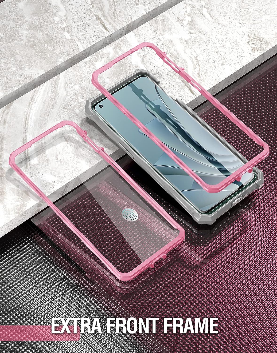 Poetic Guardian Case Designed for Oneplus 10 Pro 5G, Built-In Screen Protector Work with Fingerprint ID, Full Body Hybrid Shockproof Bumper Cover Case, Pink/Clear  Poetic   