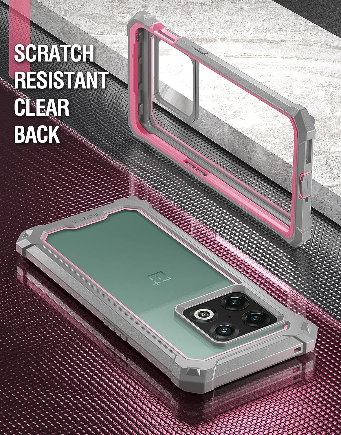 Poetic Guardian Case Designed for Oneplus 10 Pro 5G, Built-In Screen Protector Work with Fingerprint ID, Full Body Hybrid Shockproof Bumper Cover Case, Pink/Clear  Poetic   