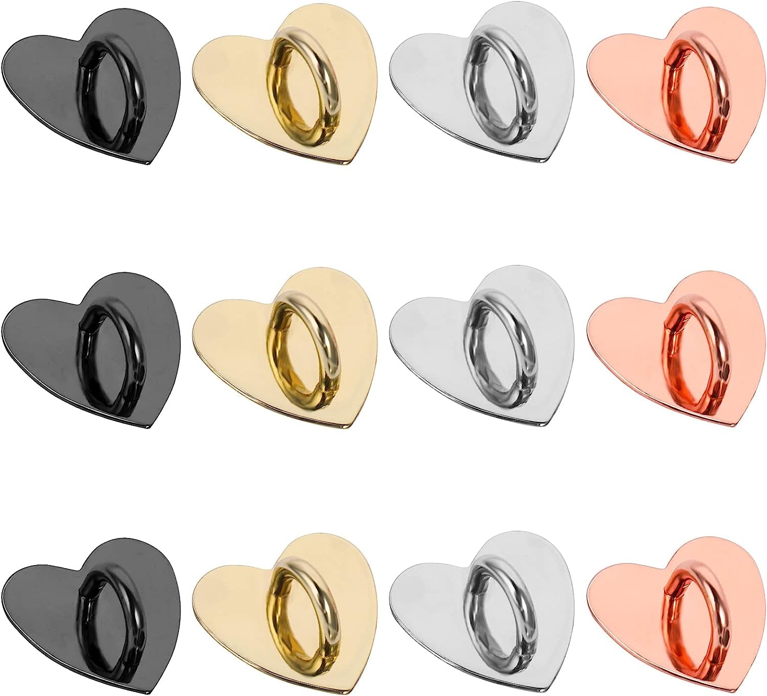 12 Pieces Phone Charm Hook, Cell Phone Finger Ring Phone Keychain Ring Adhesive Metal Phone Finger Grip Loop Stand Heart Holder for DIY Phone Case Pad Tablet Supplies  Grevosea   