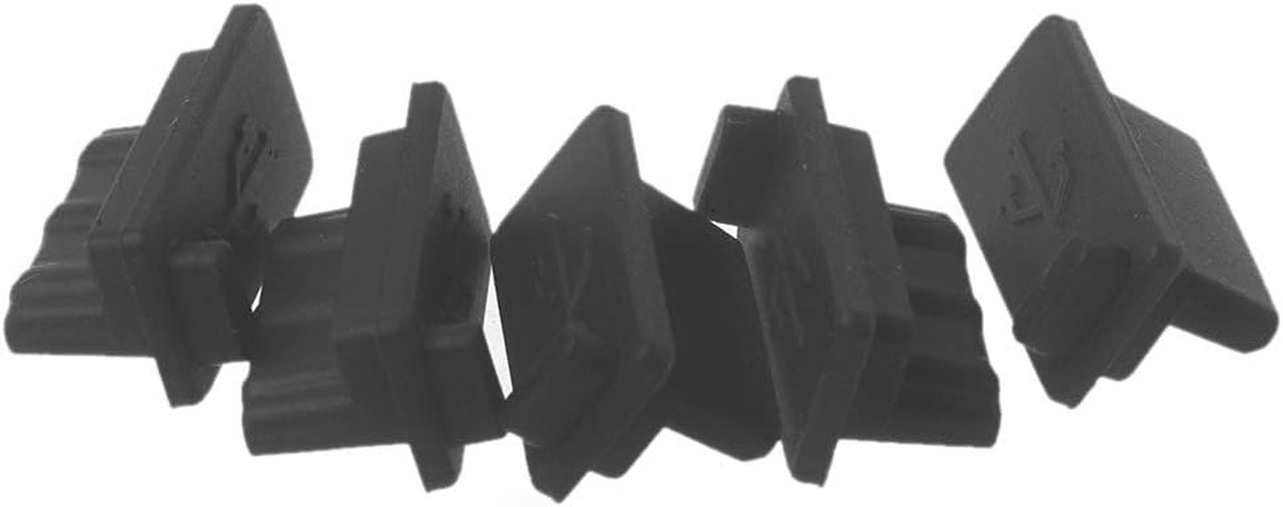 XISAOK 5PCS USB Dust Plug Charger Port Cover Cap Female Jack Interface Universal Silicone Dustproof Protector Tablet PC Notebook Laptop Powerbank Dust Plugs Black  XISAOK   