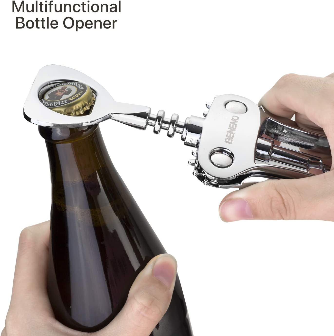 Wine Opener, Zinc Alloy Premium Wing Corkscrew Wine Bottle Opener with Multifunctional Bottles Opener, Upgrade  Beneno   