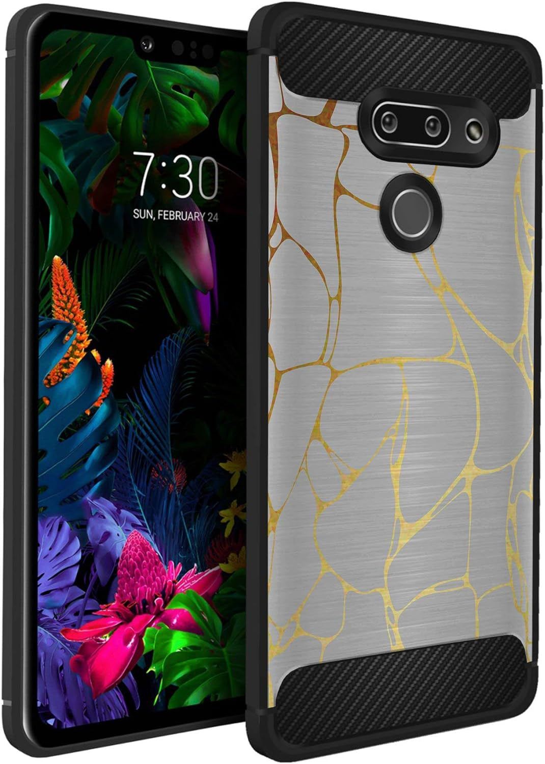 Casesondeck Case Compatible with LG G8 Thinq/Lg G8 - Soft Fitted Flexible TPU Cover Shock Protection (Dont Tread on Me)  CasesonDeck Marble  