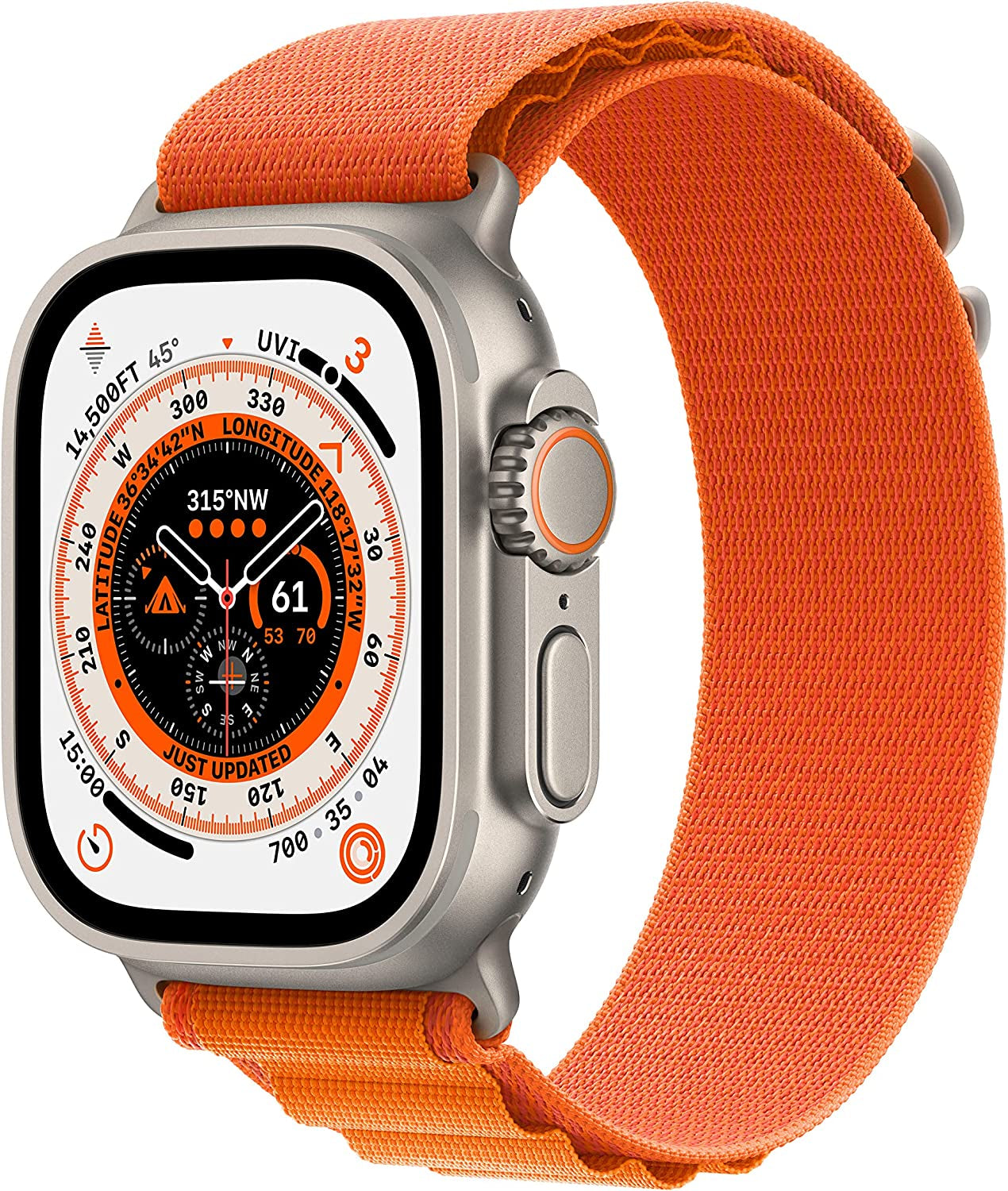 Apple Watch Ultra [GPS + Cellular 49Mm] Smart Watch W/Rugged Titanium Case & Midnight Ocean Band. Fitness Tracker, Precision GPS, Action Button, Extra-Long Battery Life, Brighter Retina Display  Apple Titanium Case with Orange Alpine Loop Alpine Loop Large - fits 165-210mm wrists 