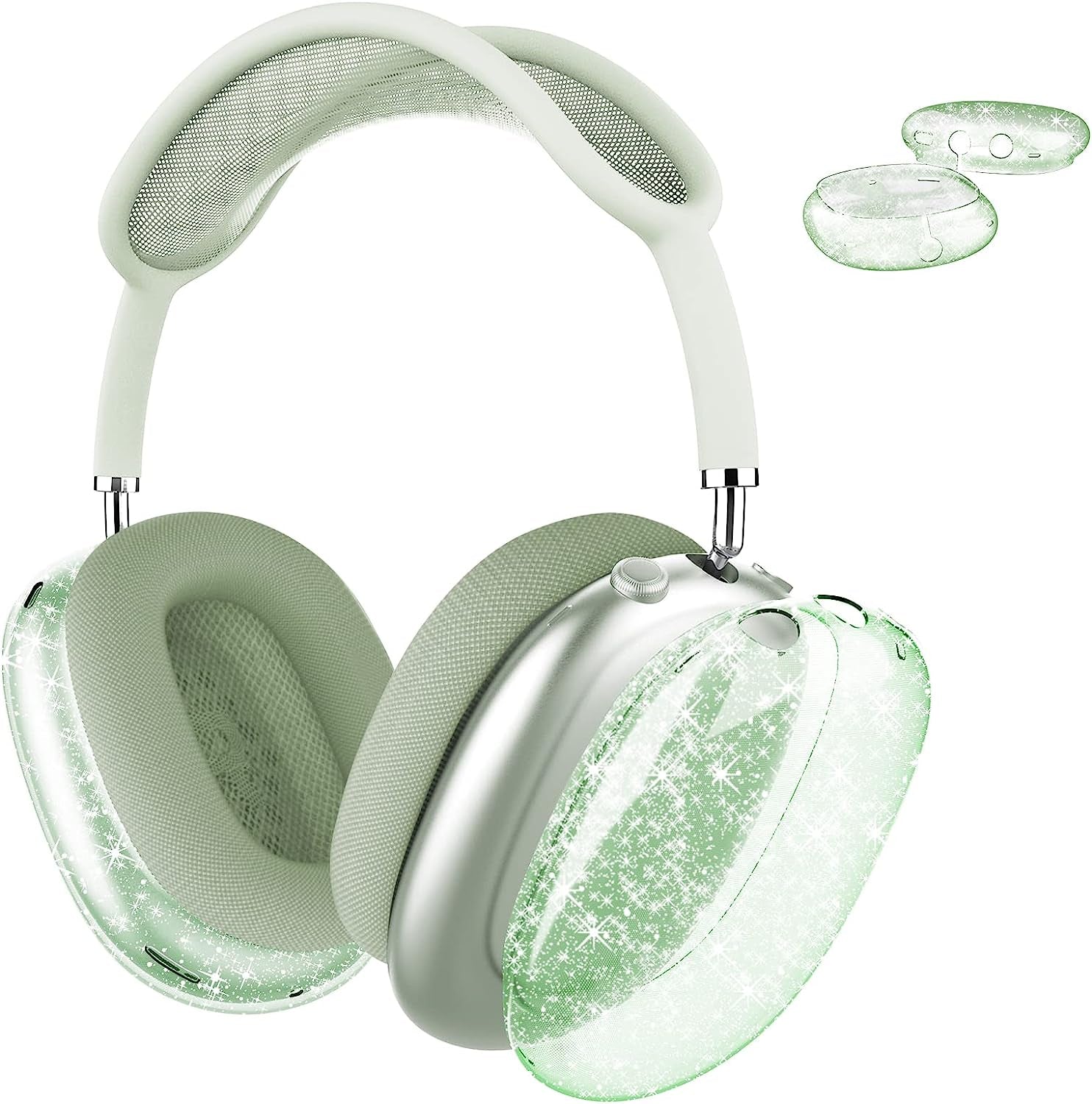 MOLOPPO for Airpods Max Case Cover, Clear Soft TPU Skin Anti-Scratch, Transparent Accessories Ultra Protective Cover for Apple Airpods Max(Clear)  MOLOPPO GD-Clear Green Glitter  