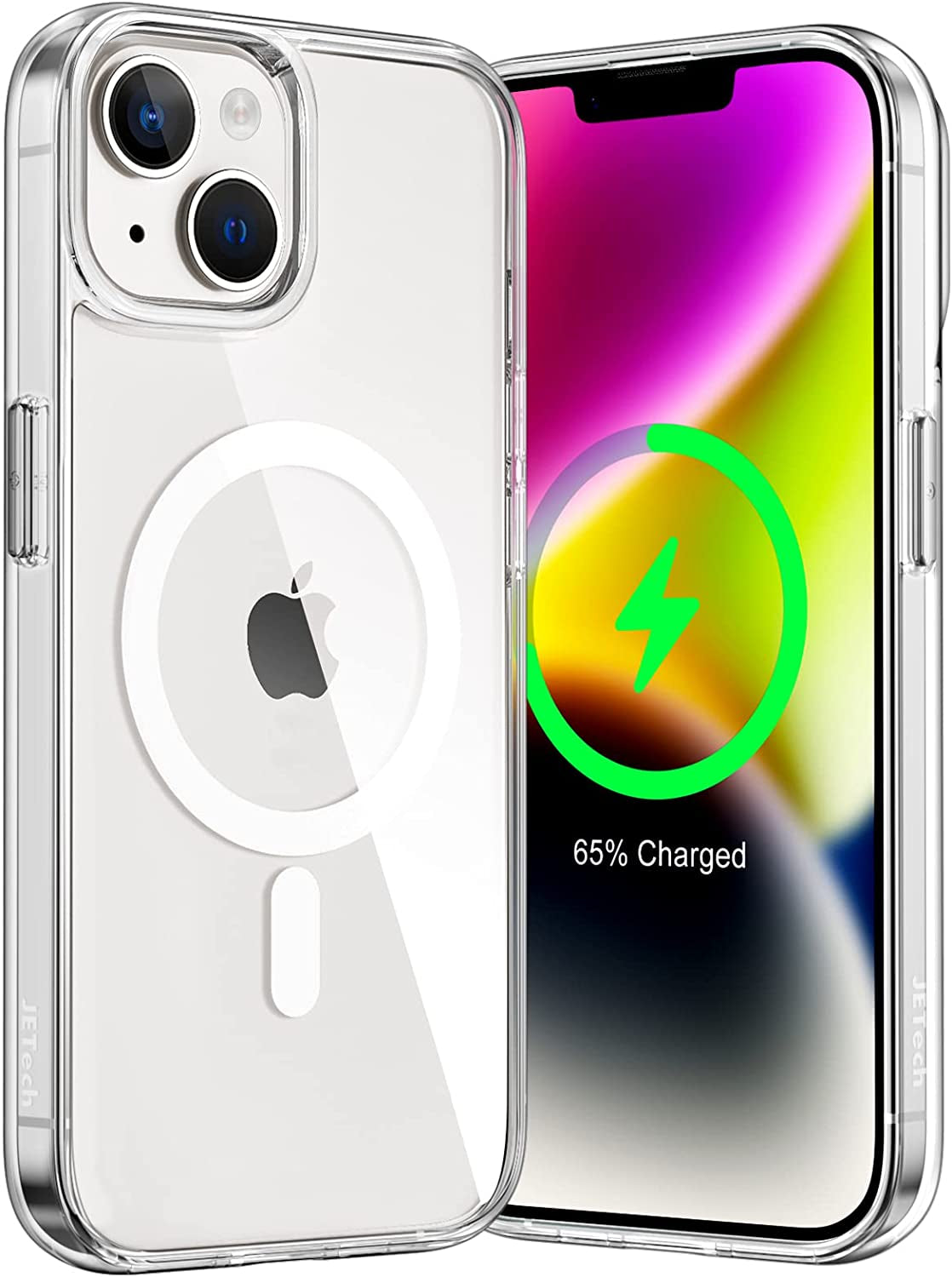 Jetech Magnetic Case for Iphone 14 plus 6.7-Inch Compatible with Magsafe Wireless Charging, Shockproof Phone Bumper Cover, Anti-Scratch Clear Back (Black)  JETech Clear  