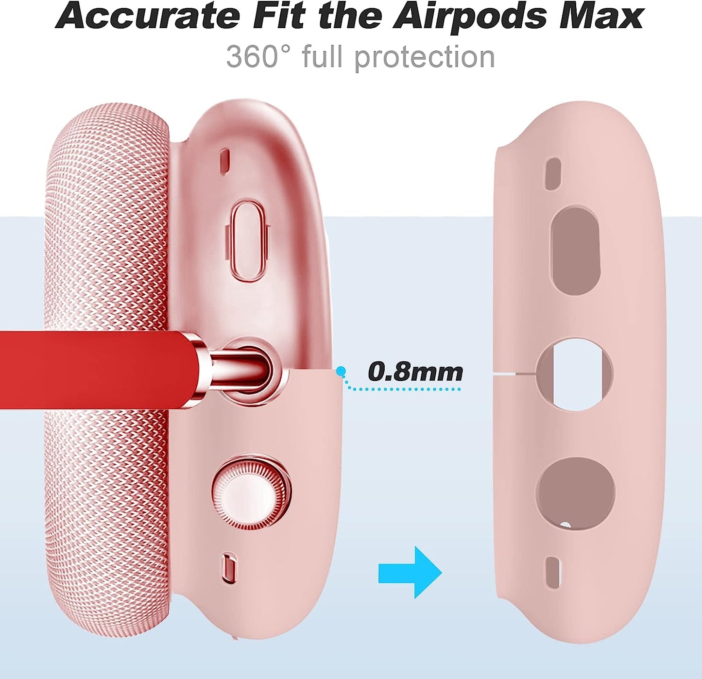 Vsagier Silicone Case for Airpods Max Headphones, Scratch-Resistant Earcup Caps and Headband Cover for Airpods Max, Airpods Max Accessory Skin Case,(Light Pink)  Vsagier   