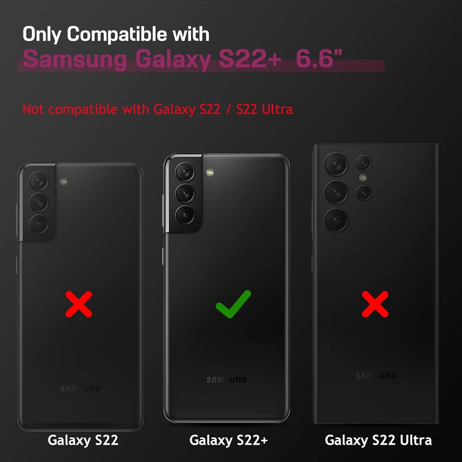 LOHASIC for Galaxy S22+ 5G Case, Luxury Elegant PU Leather Flexible Bumper Rugged Non-Slip Grip Shockproof Full Body Protective Cover Women Cases for Samsung Galaxy S22+ plus 6.6 Inch (2022) - Magenta  LOHASIC   