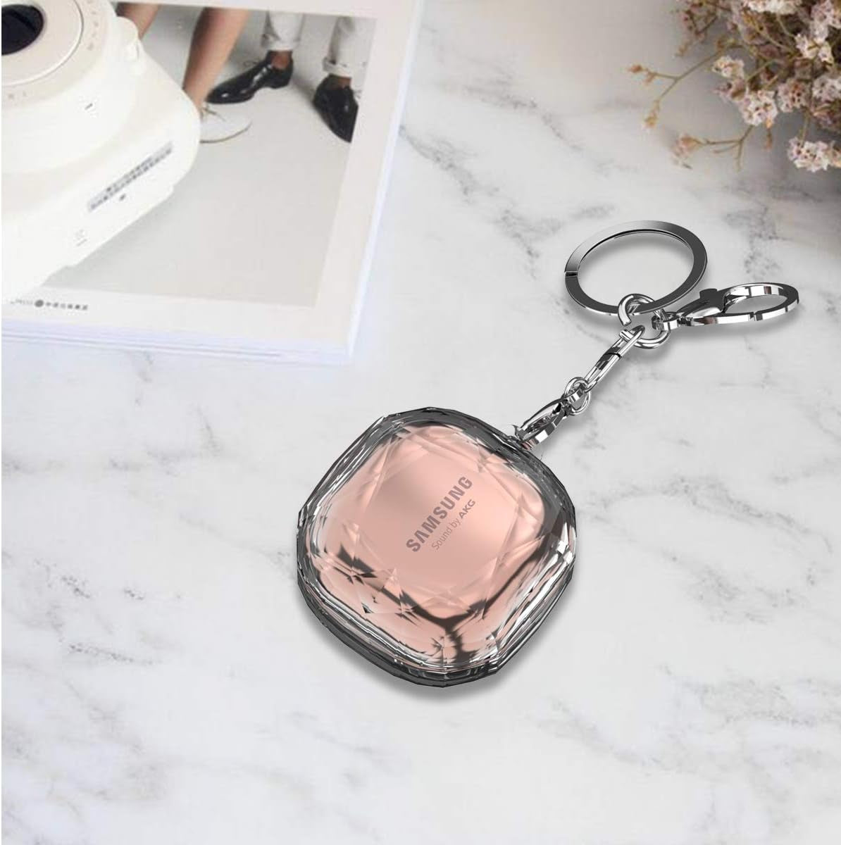 HIDAHE Samsung Galaxy Buds Live 2020 Case, Galaxy Buds Live Pro Skin 2021, Galaxy Buds Live Case, Cute Hard PC Shockproof Case Protective Cover with Keychain, Clear  HIDAHE   