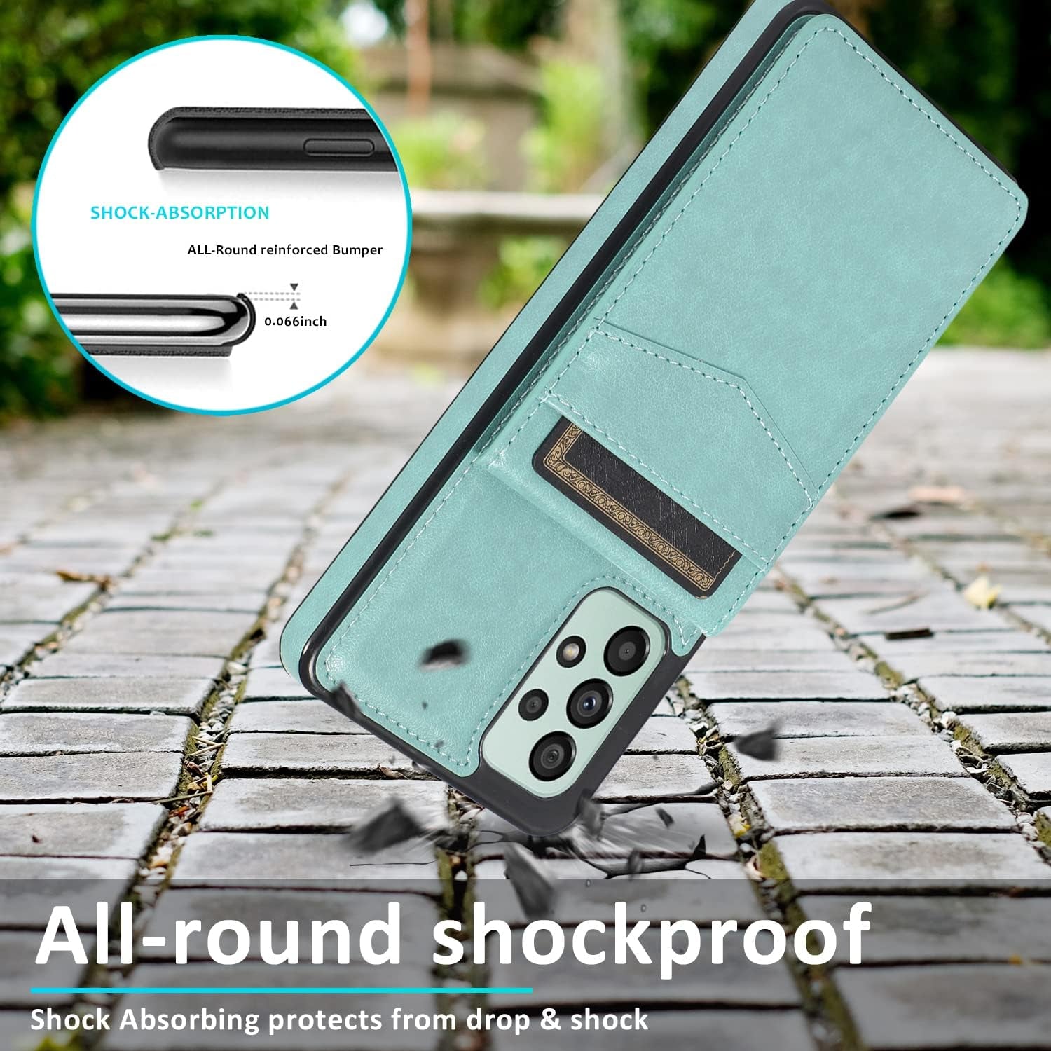 ZZXX Samsung Galaxy A53 5G Case Wallet Dual Layer Lightweight Premium Leather with Card Slots Kickstand Flip Case Protective Case for Samsung Galaxy A53 Wallet Case(Mint Green-6.5 Inch)  ZZXX   