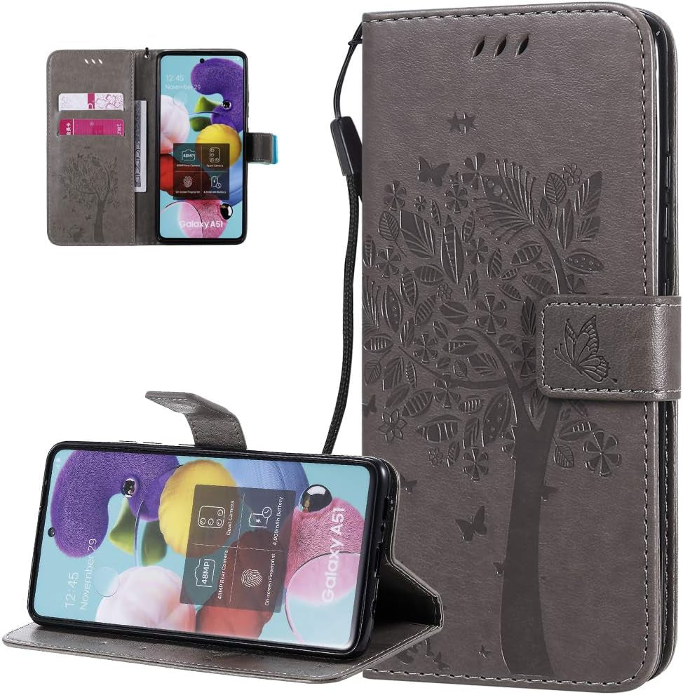LEMAXELERS Google Pixel 4A 5G Case Embossed Wallet Shockproof Case Flip Premium PU Leather Magnetic Card Slots with Stand Cover for Google Pixel 4A 5G / Pixel 5 XL Wishing Tree Light Purple KT  LEMAXELERS A-4  