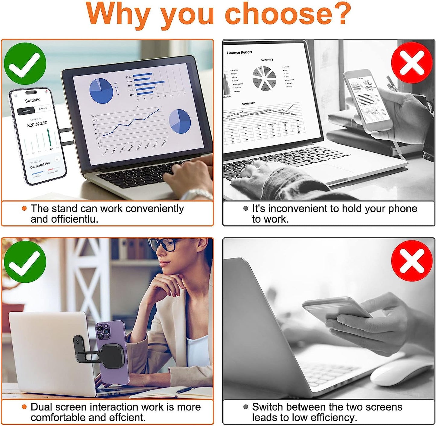 Ciciglow Magnetic Laptop Phone Holder, Adjustable Phone Stand, Laptop and Phone Dual Screen Interaction, for Mobile Phones with Magnetic Guide Such as Ip12 13 14  ciciglow   