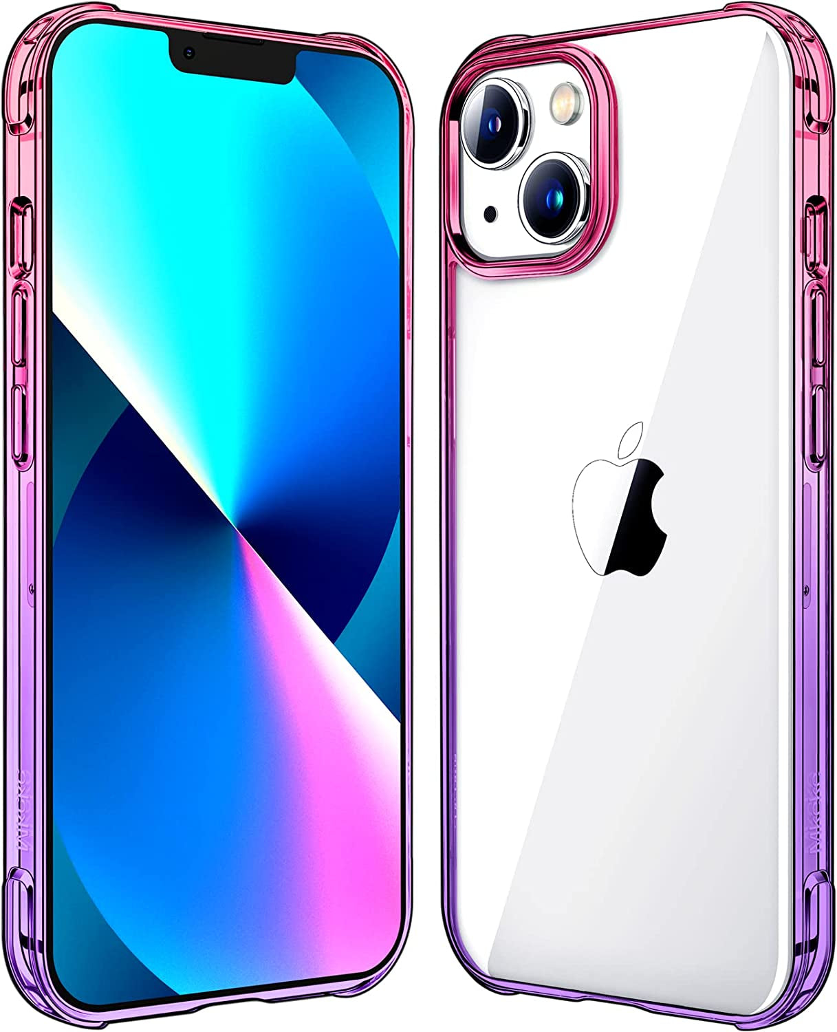 Mkeke for Iphone 13 Case Clear, for Iphone 14 Case Clear, Anti-Yellowing Upgraded Sturdy Case with Bumpers for Iphone 14/13, Gradient Light Black  Shenzhen Make Technology Company Limited Gradient Purple Pink  