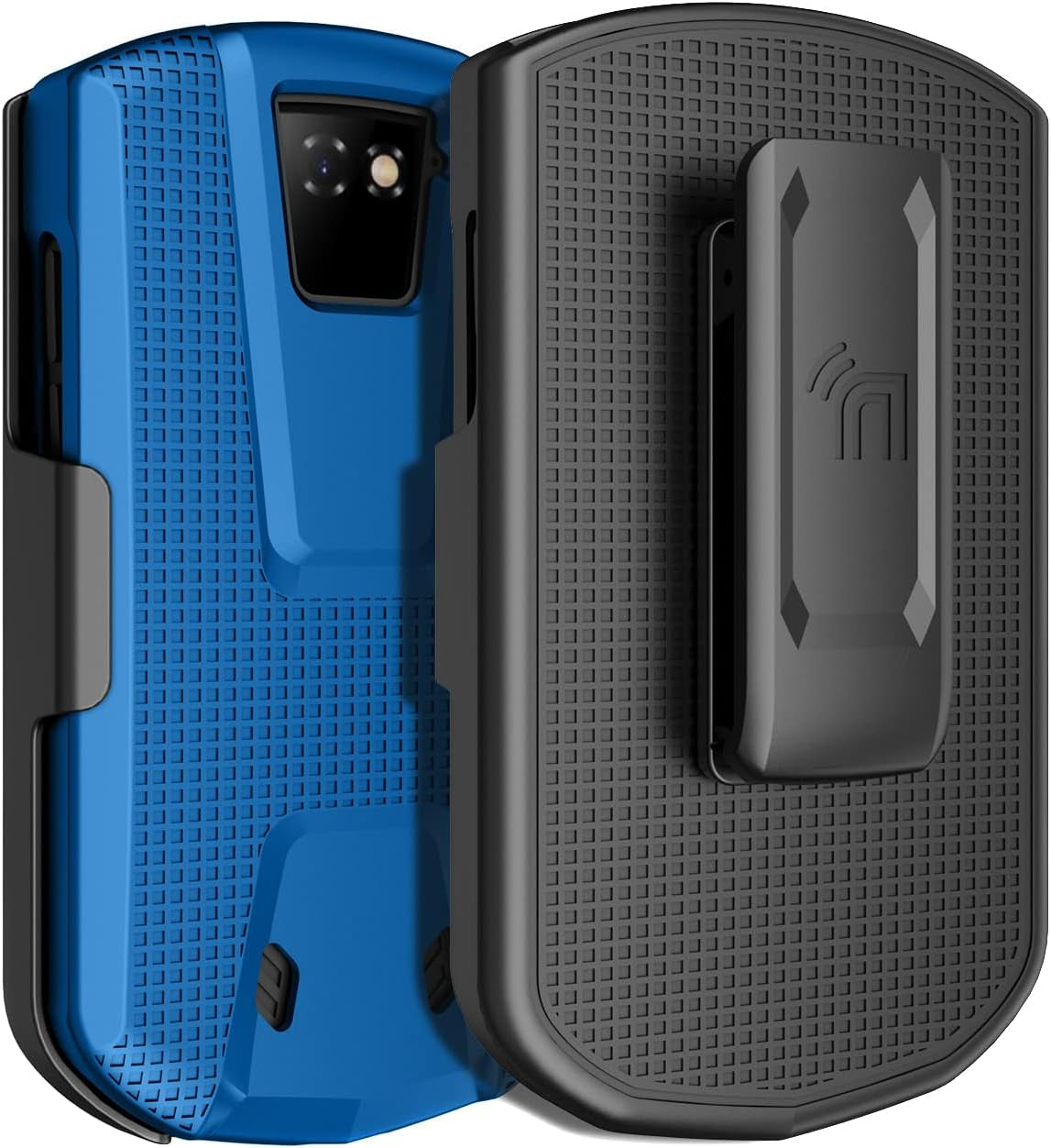 Nakedcellphone Case with Clip for Unihertz Titan Pocket Phone, Slim Hard Shell Textured Cover and [Rotating/Ratchet] Belt Hip Holster Combination - Blue  Nakedcellphone   