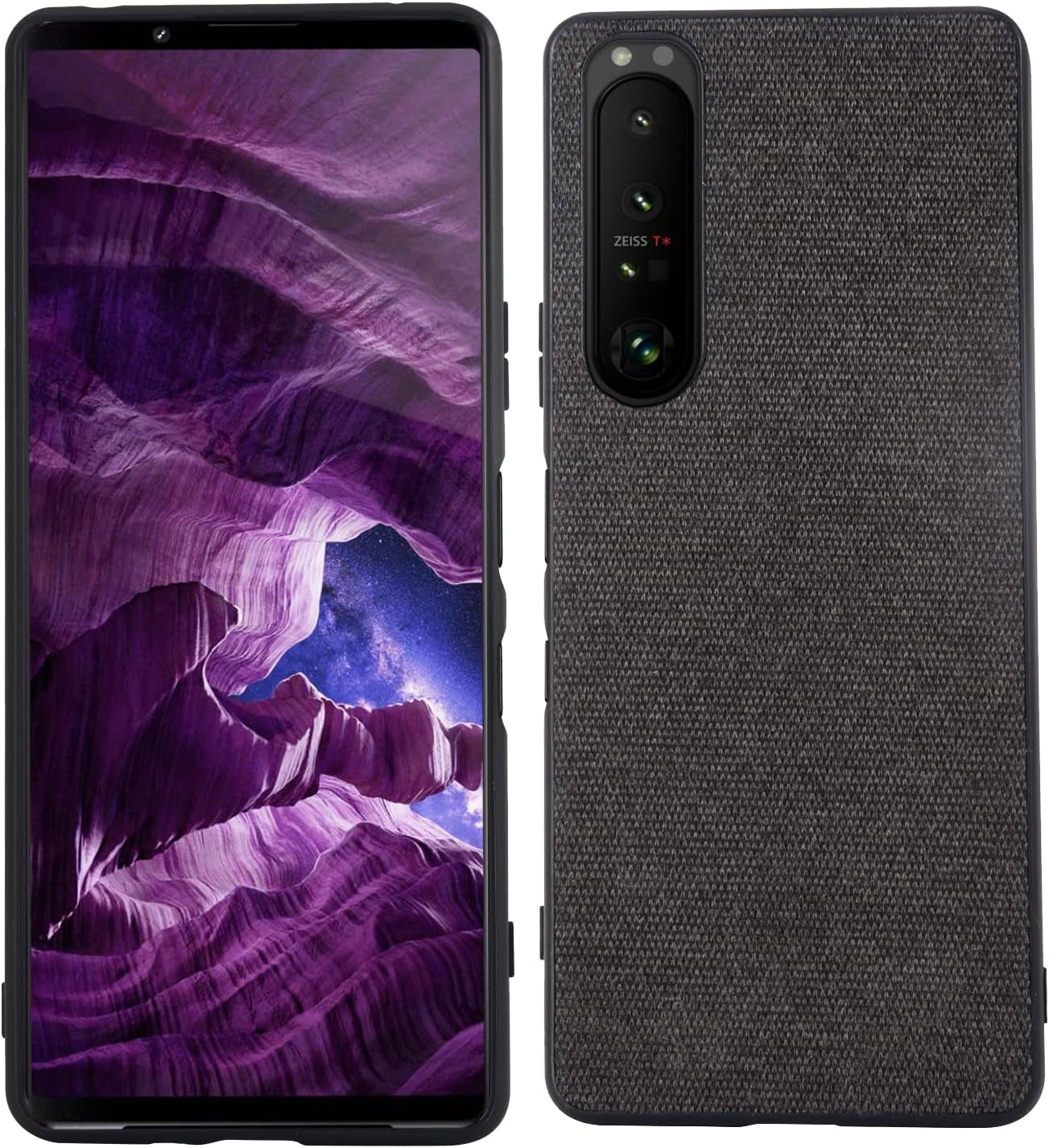 Compatible with Sony Xperia 1 III, Slim Business Casual Cloth Fabric Cover with TPU Interior Scratch Classic Durable Case for Sony Xperia 1 Iii-Splicing Black  XBS-Better Black  