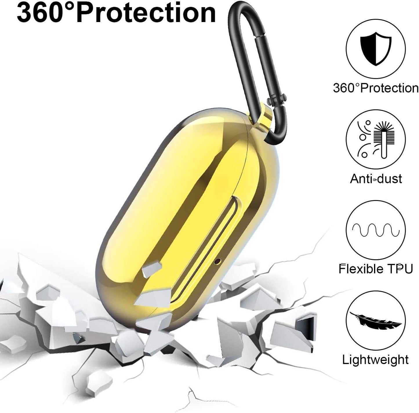 Aiiko Case for Galaxy Buds/Galaxy Buds+Plus 2020,Plated TPU Shockproof Protective Case Cover with Keychain and Carrying Box Accessories Compatible Samsung Galaxy Buds(Support Wireless Charging),Gold  Aiiko   