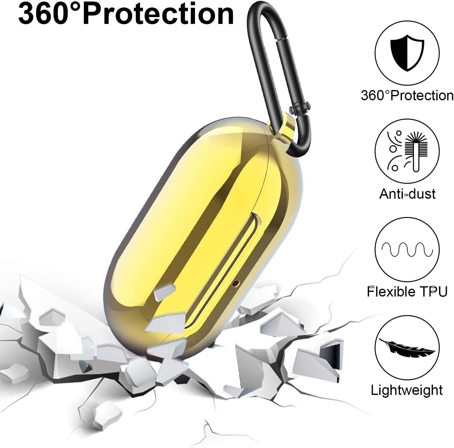 Aiiko Case for Galaxy Buds/Galaxy Buds+Plus 2020,Plated TPU Shockproof Protective Case Cover with Keychain and Carrying Box Accessories Compatible Samsung Galaxy Buds(Support Wireless Charging),Gold  Aiiko   