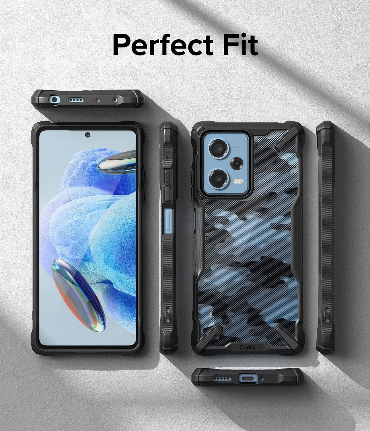 Ringke Fusion-X [Military Design] Compatible with Redmi Note 12 Pro Case and Xiaomi Poco X5 Pro 5G Case, Camouflage Hard Back Cover Shockproof Advanced Protective Bumper - Camo Black  Rearth   