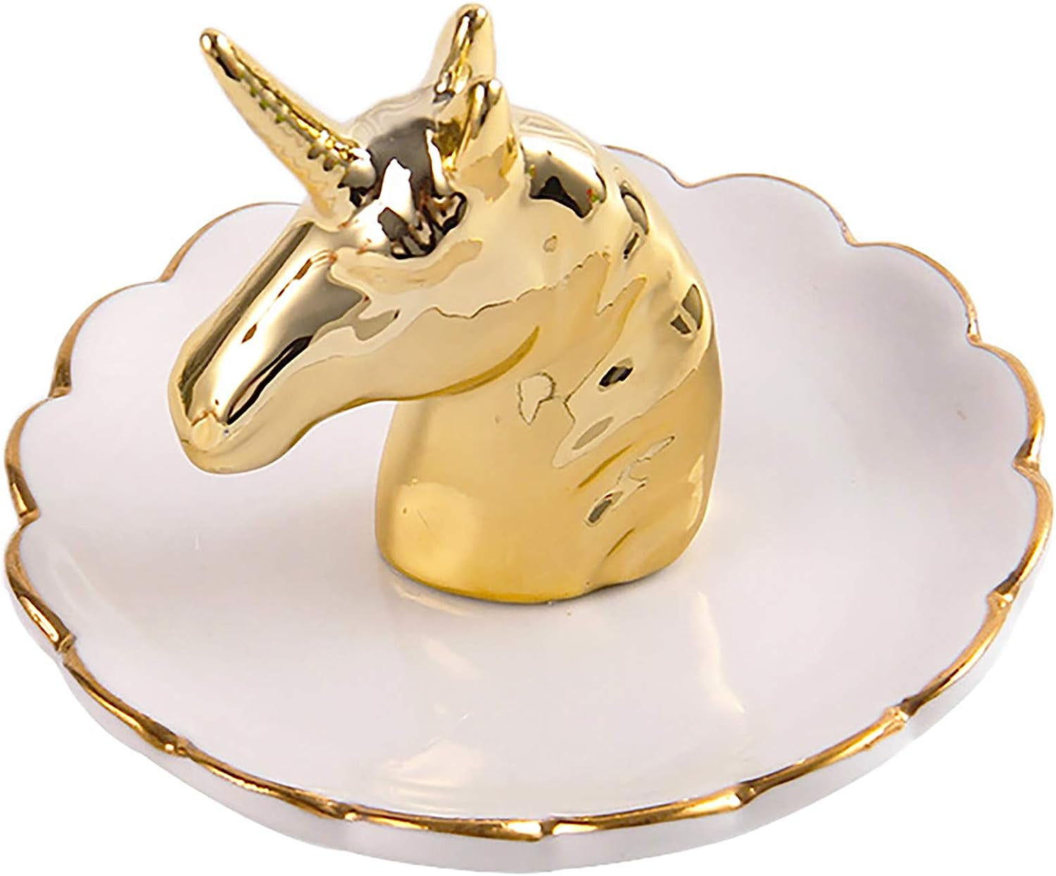 Stephanie Imports White Ceramic Middle Finger Jewelry Ring Dish Tray  Stephanie Imports Golden Unicorn  