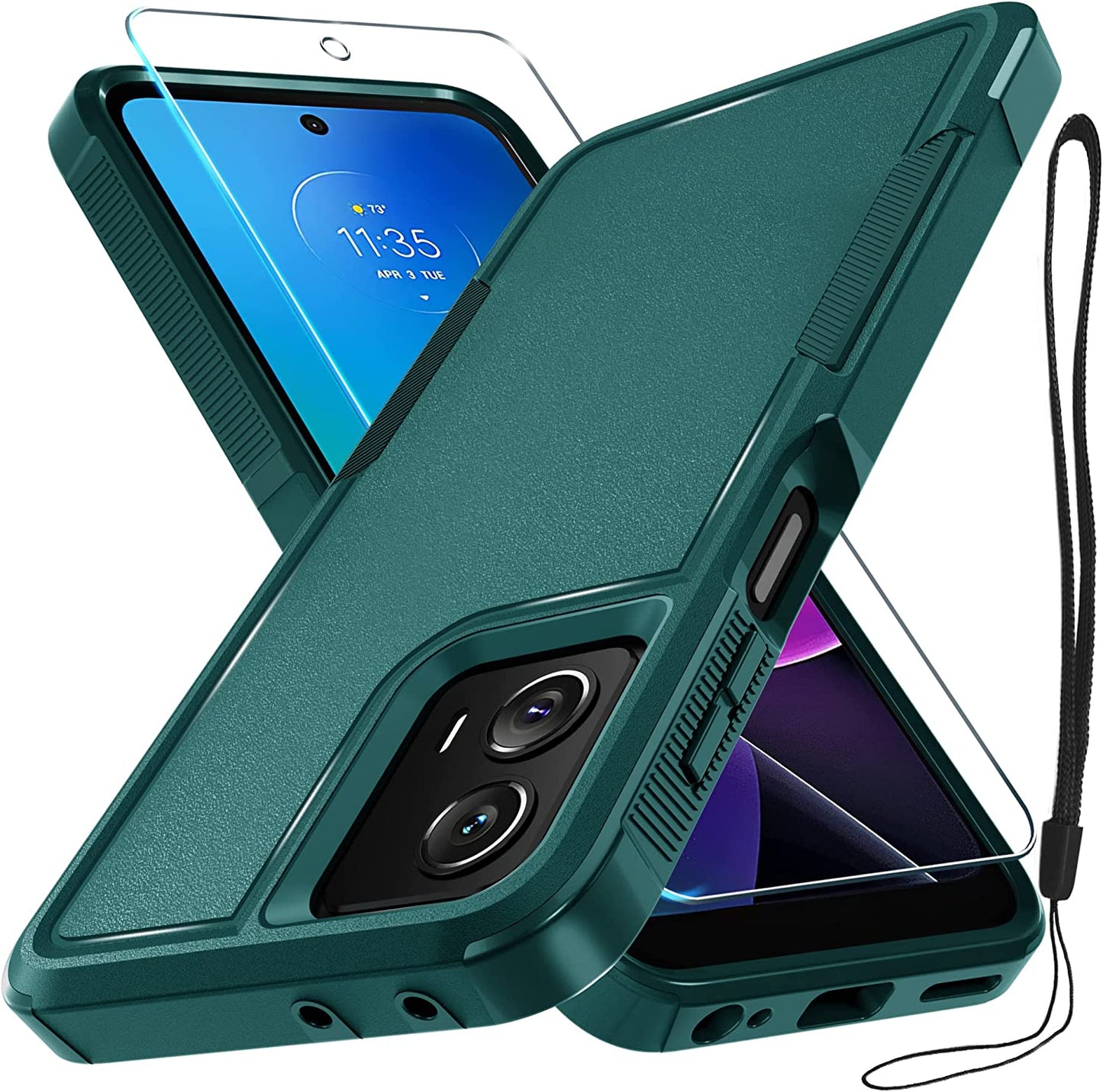 For Motorola Moto G Power 5G 2023 & Moto G 5G 2023 Case with Tempered Glass Screen Protector[1 Pack], Dual Layer Full Body Heavy Duty Rugged Shockproof Protective Phone Cover, Mint Green  RMOCR Dark Green Moto G 5G 2023/G Power 5G 2023 