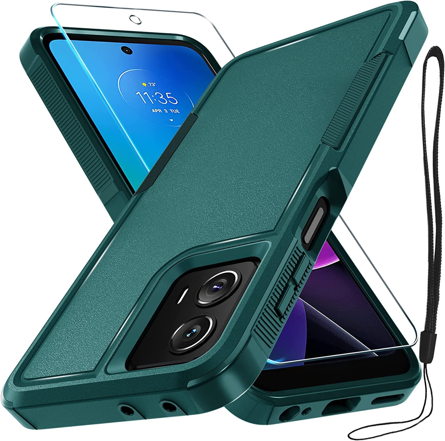 For Motorola Moto G Power 5G 2023 & Moto G 5G 2023 Case with Tempered Glass Screen Protector[1 Pack], Dual Layer Full Body Heavy Duty Rugged Shockproof Protective Phone Cover, Mint Green  RMOCR Dark Green Moto G 5G 2023/G Power 5G 2023 
