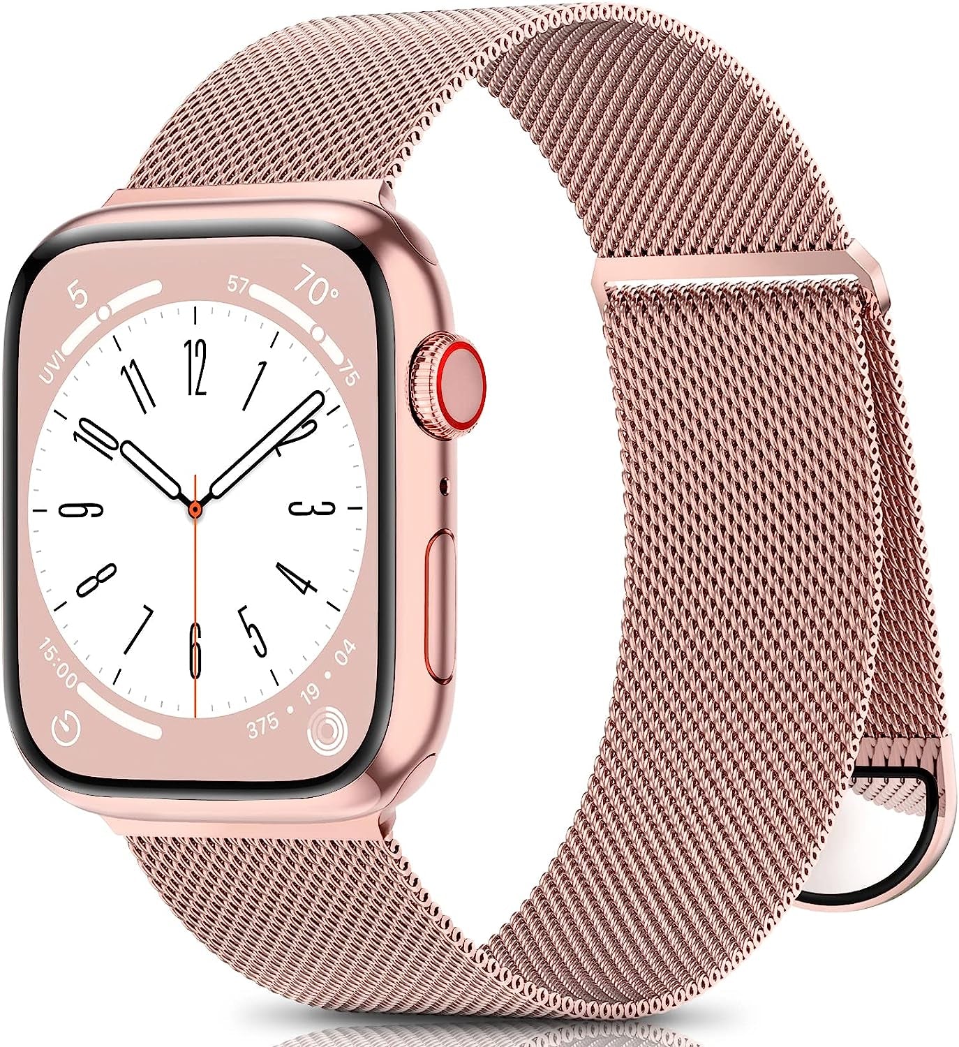 ZALAVER Metal Band Compatible with Apple Watch Bands 38Mm 40Mm 41Mm 42Mm 44Mm 45Mm 49Mm Women Men, Adjustable Magnetic Stainless Steel Mesh Replacement Strap for Iwatch Ultra Series 8 7 6 5 4 3 2 1 SE  ZALAVER Rose Pink 42mm/44mm/45mm/49mm 