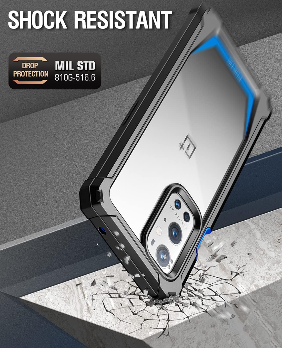 Poetic Guardian Case Designed for Oneplus 9 Pro 5G, Built-In Screen Protector Work with Fingerprint ID, Full Body Hybrid Shockproof Bumper Cover Case, Blue/Clear  Poetic   