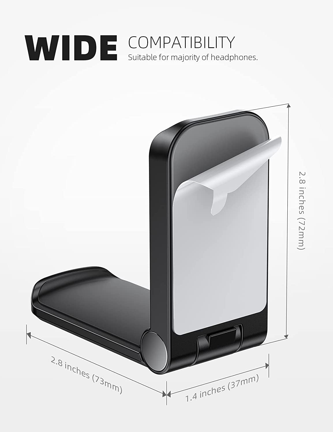 Lamicall Headphone Stand, Sticky Headset Hanger - Adhesive Headphone Holder Hook Mount, Headset Stand Holder Clip under Desk, Earphone Clamp for Airpods Max, Hyperx, Sennheiser, Black  Lamicall   