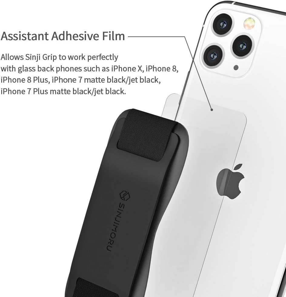 Sinjimoru Silicone Mobile Phone Grip with Stand, Cell Phone Stand for Desk & Secure Iphone Holder Strap for All Smartphone. Sinji Grip Silicone Black  Sinjimoru Co., Ltd   