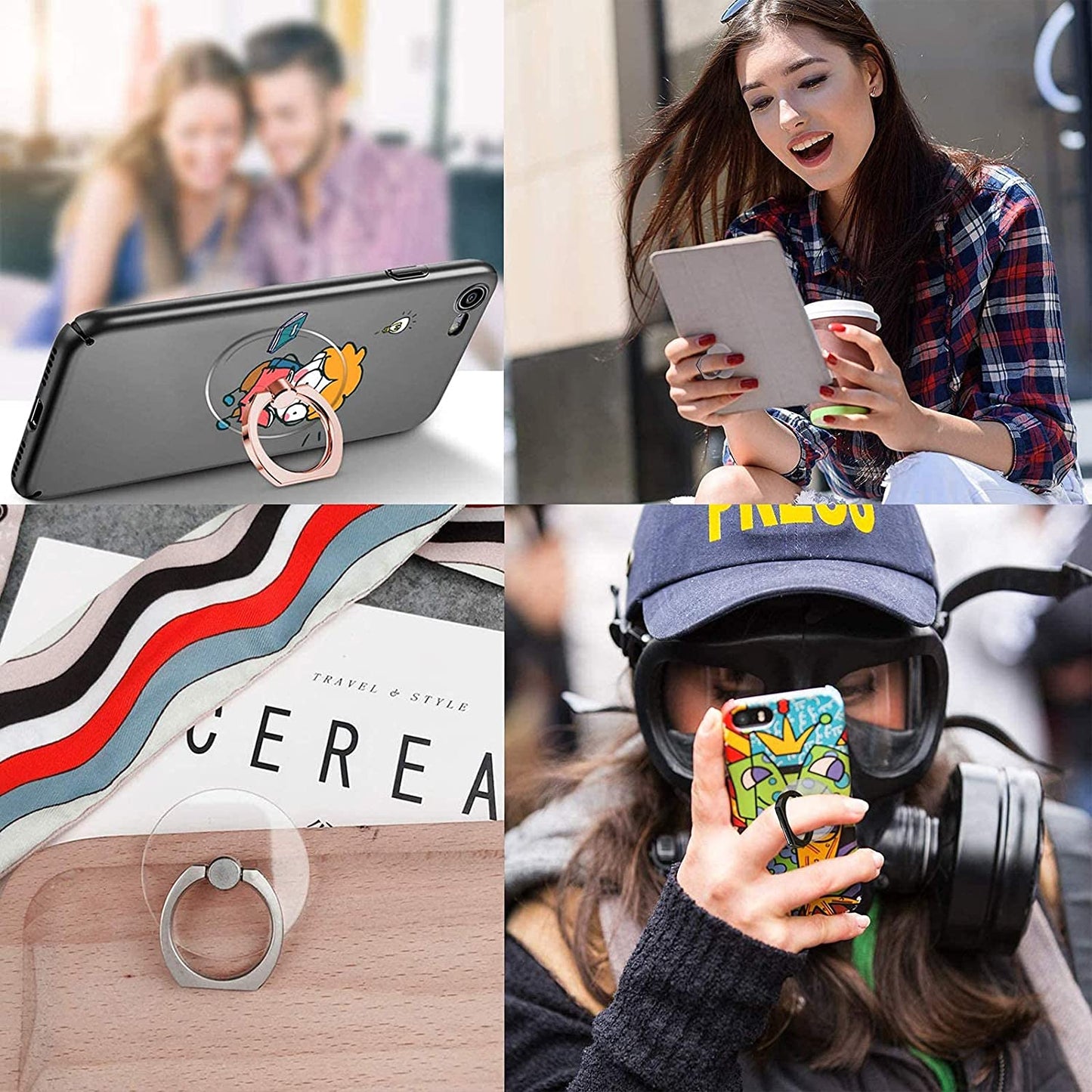 Phone Ring Transparent Cell Phone Ring Holder,360°Rotation Finger Ring Stand, Clear Cell Phone Kickstand Compatible with Most of Phones,Tablet and Case (1)  DFsucces   