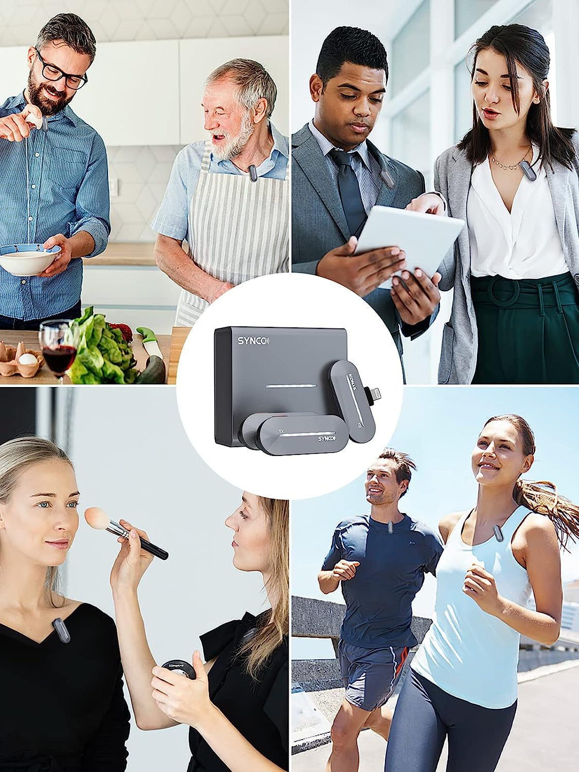 SYNCO Wireless Lavalier Microphone for Iphone, P2L Dual Mic with Noise Reduction, Voice Changer Plug Play with Charging Case Clip Mic for Lightning Smartphone, Microphone-For-Iphone  SYNCO   