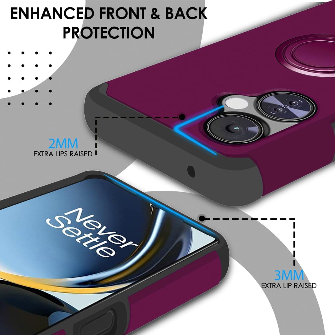 Hrwireless Compatible for Oneplus Nord N30 5G [Ring Stand] Case Cover [360 Rotation] with [HD Tempered Glass Screen Protector] Tough Hybrid [Shockproof] Original Minimalistic Design for Protection  HRWireless   