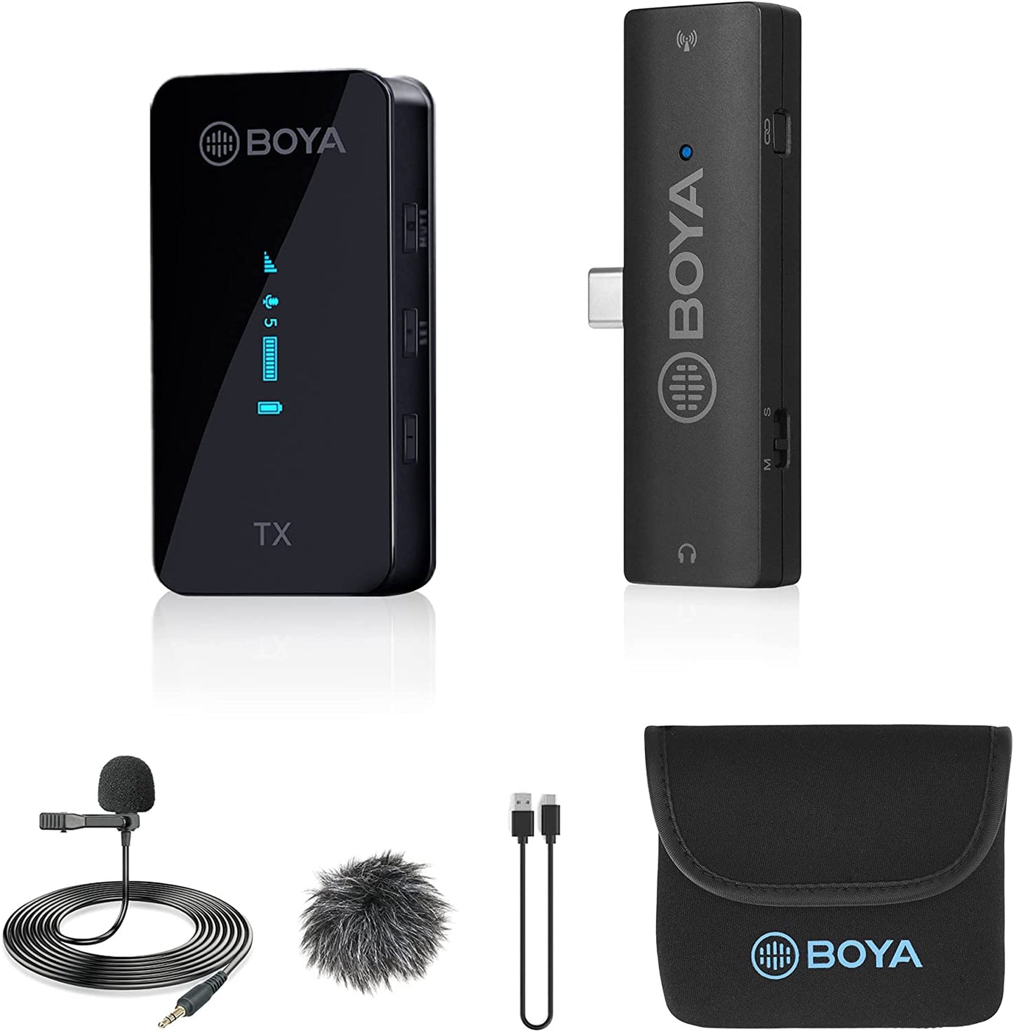 BOYA BY-XM6-S2 Wireless Lavalier Microphone, with OLED, 328Ft Range, 2.4Ghz Dual Lapel Wireless Microphone for Phone Camera PC Video Recording Interview Vlog Live Stream (2 TX+1 RX)  BOYA BY-XM6-S5  