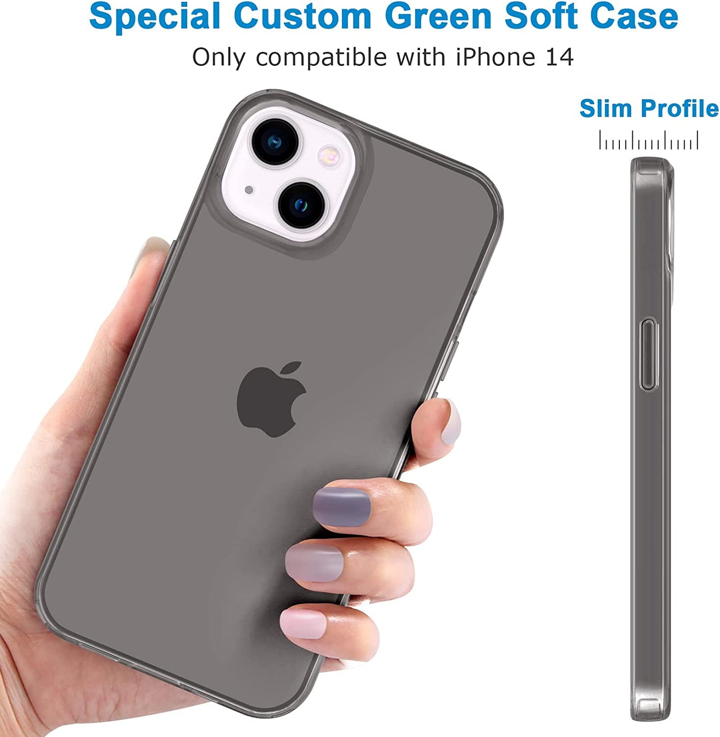 Jjgoo Compatible with Iphone 14 Case Clear, Soft Shockproof Protective Slim Thin Phone Bumper Cover Transparent Phone Case for Iphone 14-6.1 Inch 2022, Translucent Black  JJGoo   