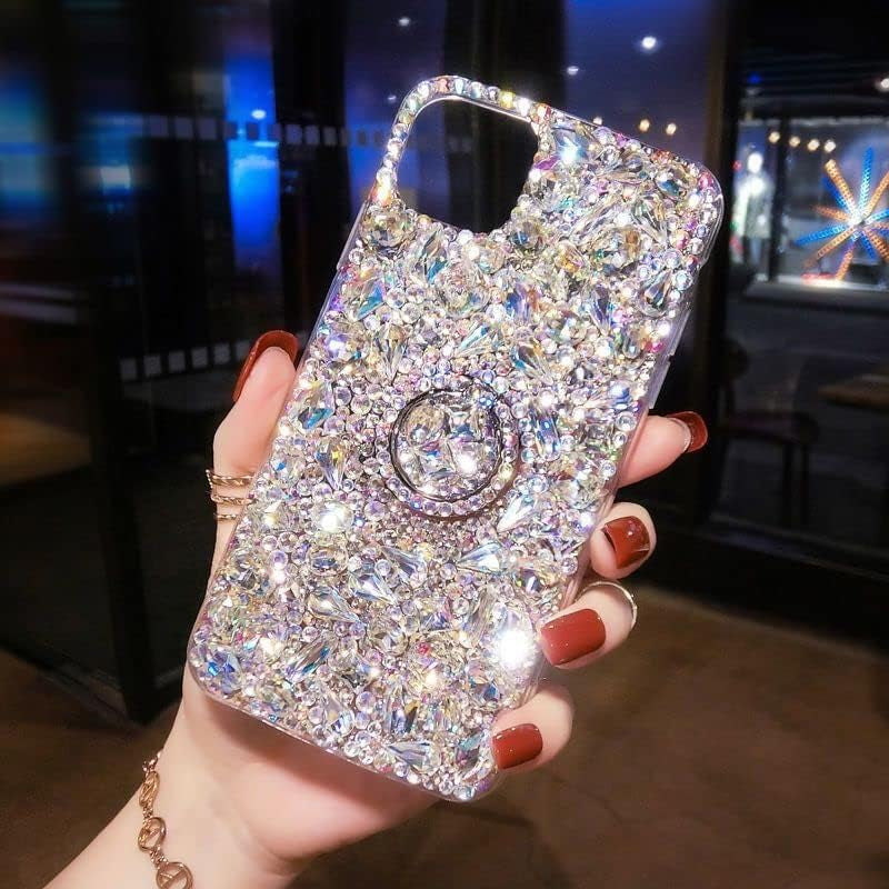 Redecarie for Samsung Galaxy A53 5G Crystal Rhinestone Case,Luxury Bling Glitter Diamond with Ring Holder Kickstand Shiny Gemstone Women Girls Kids Sparkle Protective Phone Case Cover  redecarie   