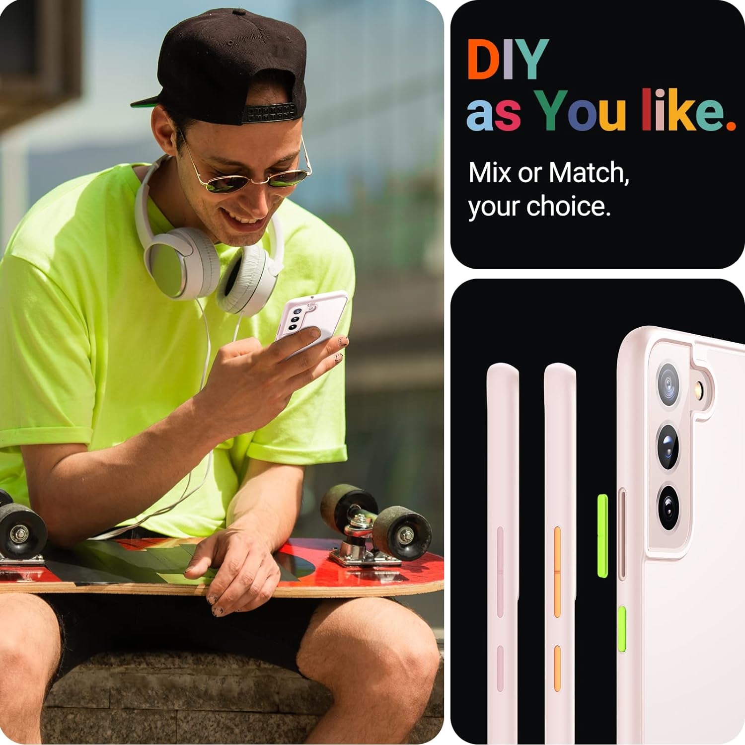 TORRAS Shockproof Galaxy S22 Case, [Military Grade Drop Tested] Translucent Matte Hard Back & Soft Edge Slim Protective Compatible for Samsung S22 Case 5G Guardian Series, Pink  TORRAS   